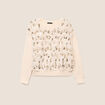 Pull col rond manches longues doubl&eacute; ecru femme