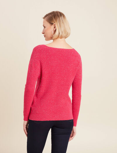 Pull manches longues rose framboise femme