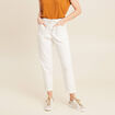 Pantalon coupe droite à coulisse blanc femme