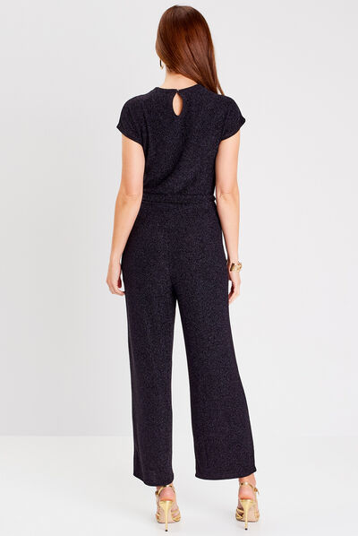 Combinaison pantalon ceinturée noir femme