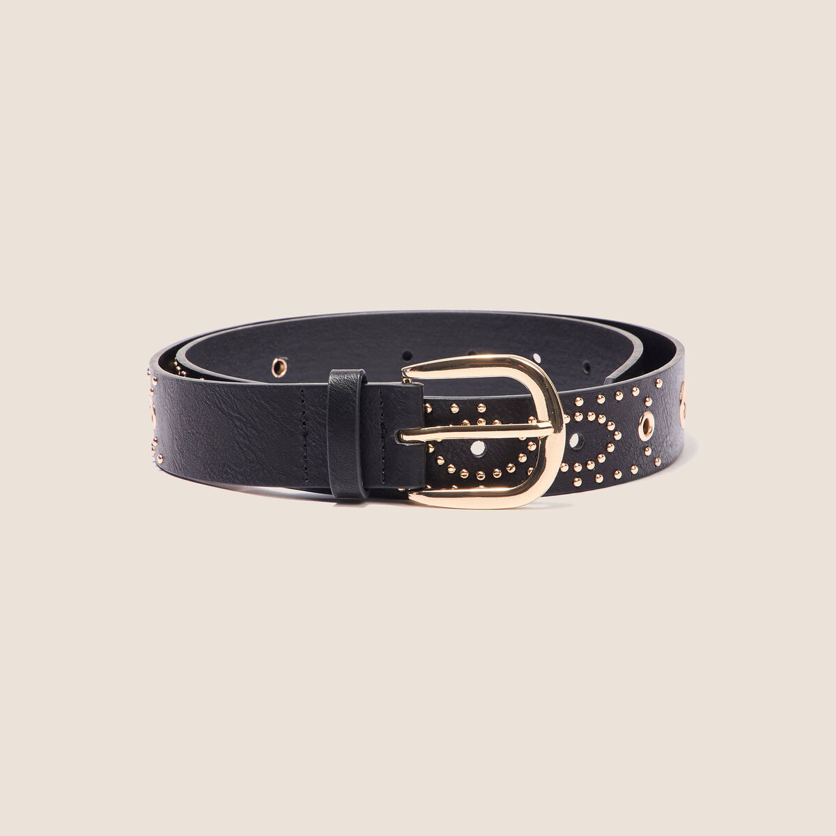 Ceinture clous et oeillets noir femme