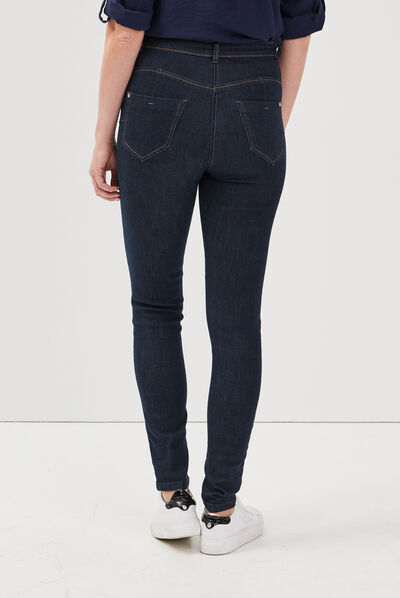 Jeans slim taille haute denim brut femme