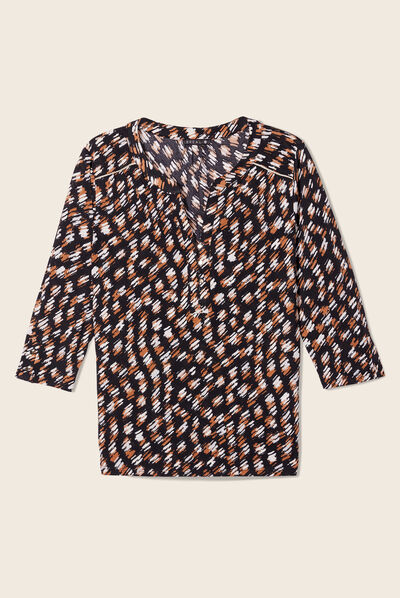 T-shirt manches 3/4 noir femme