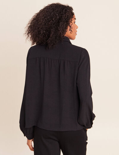 Chemise fluide manches longues dentelle noir femme