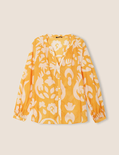 Blouse manches longues jaune moutarde femme