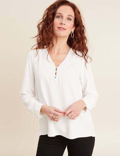 Blouse manches longues ecru femme