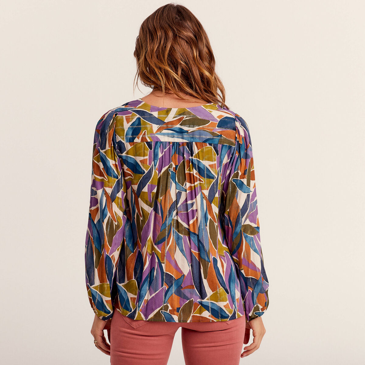 Blouse manches longues multicolore femme