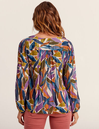 Blouse manches longues multicolore femme