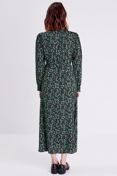 Robe longue droite fluide vert pastel femme