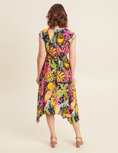 Robe longue évasée sans manches multicolore femme