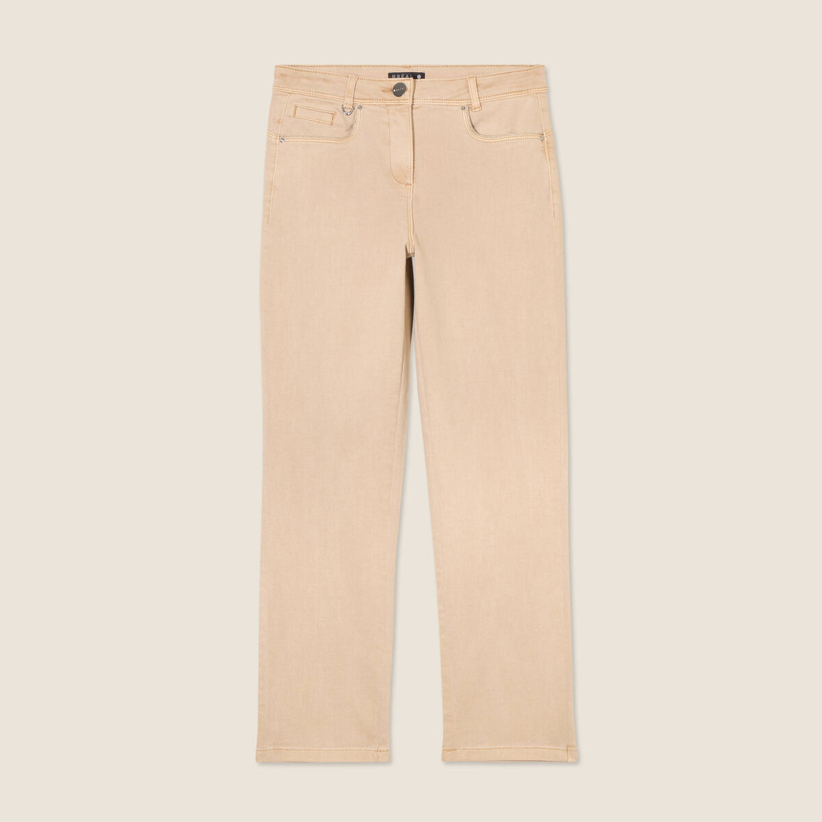 Jean droit 7/8ème denim beige femme