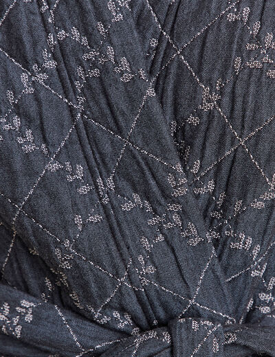 Kimono ceintur&eacute; denim stone femme