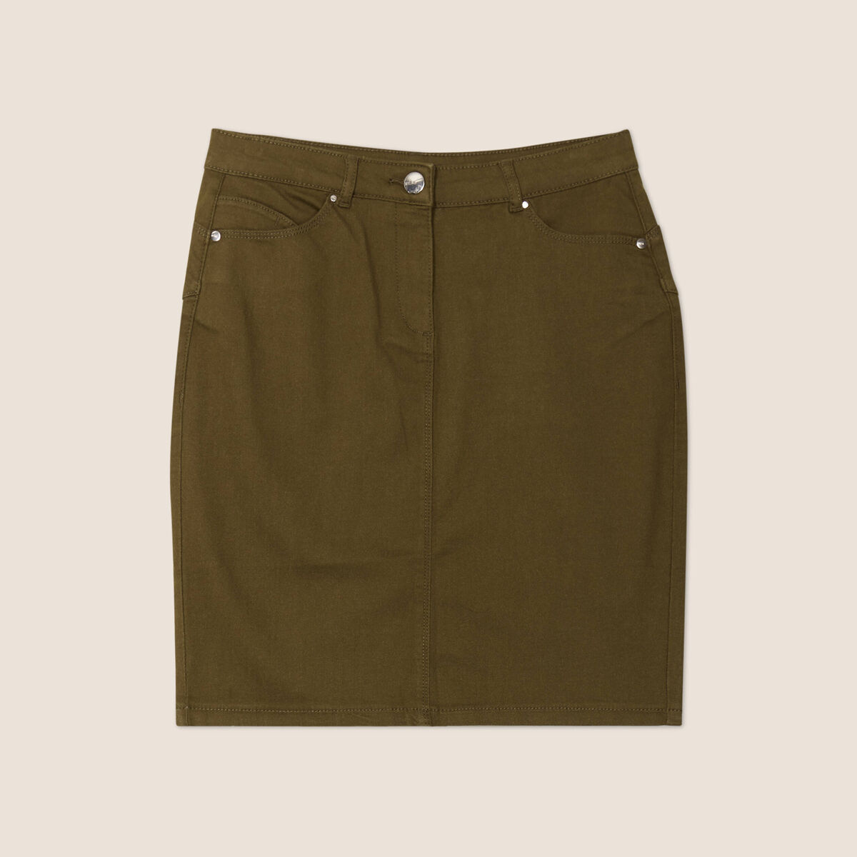 Jupe droite vert olive femme