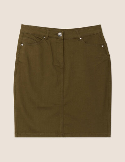 Jupe droite vert olive femme