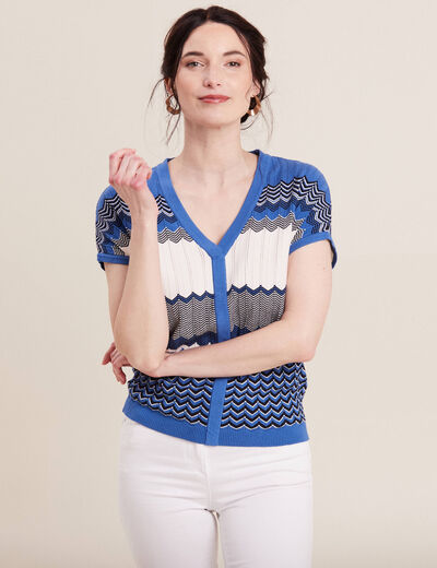Pull à manches courtes bleu femme