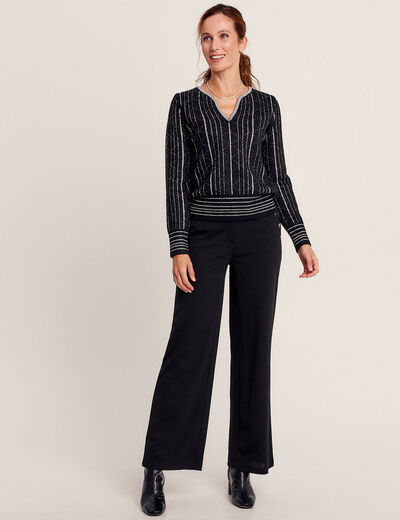 Pull manches longues noir femme