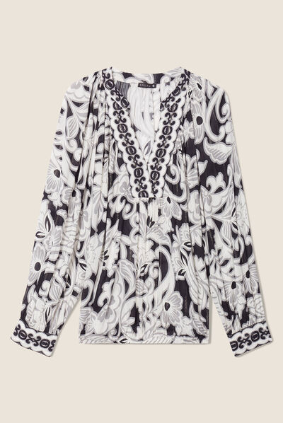 Blouse manches longues gris femme