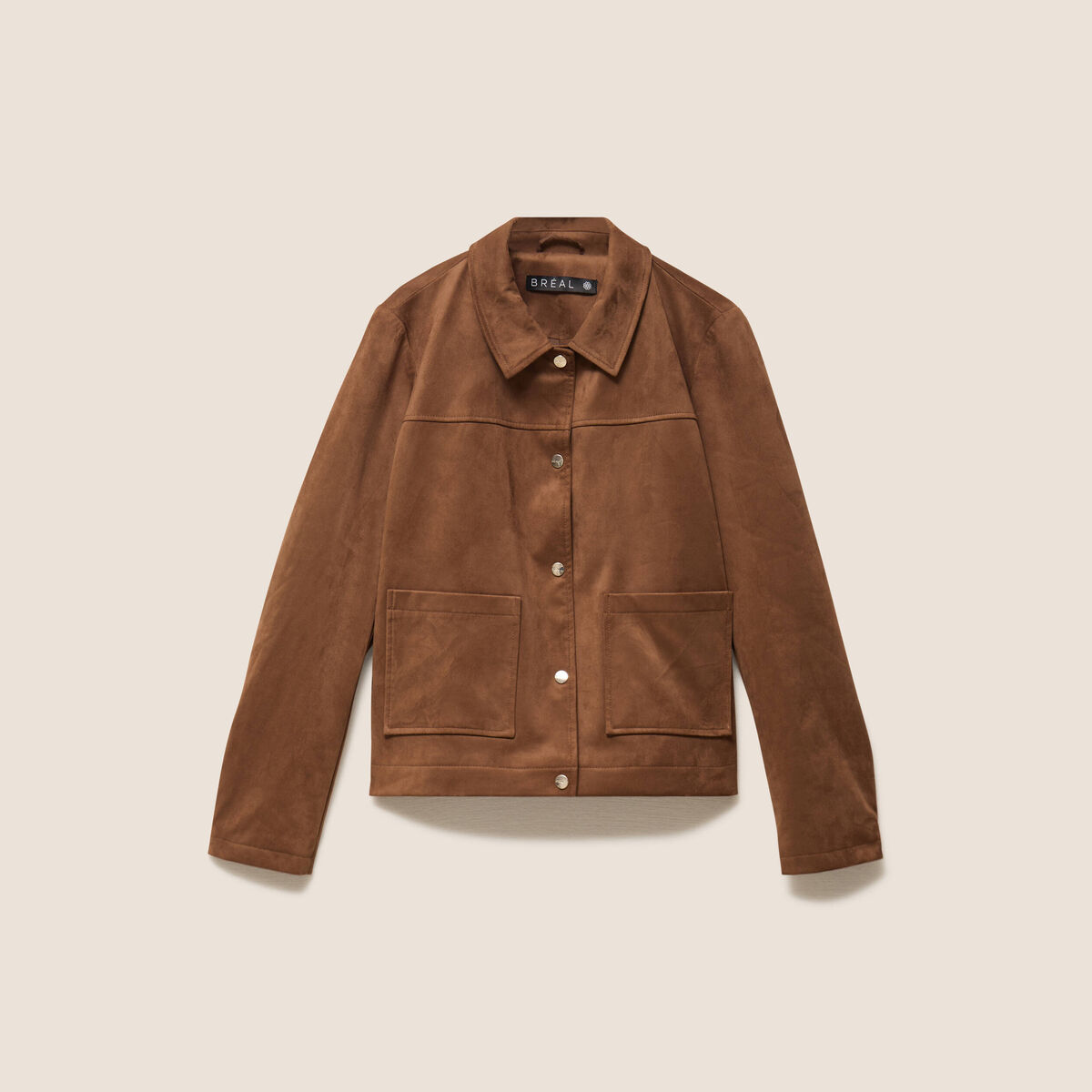 Veste courte doubl&eacute;e marron fonc&eacute; femme