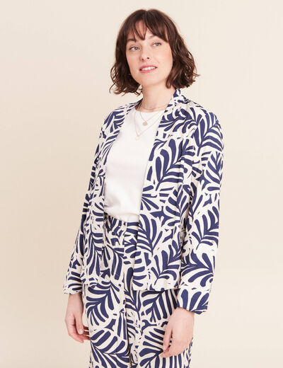 Veste manches longues doubl&eacute;e blanc femme