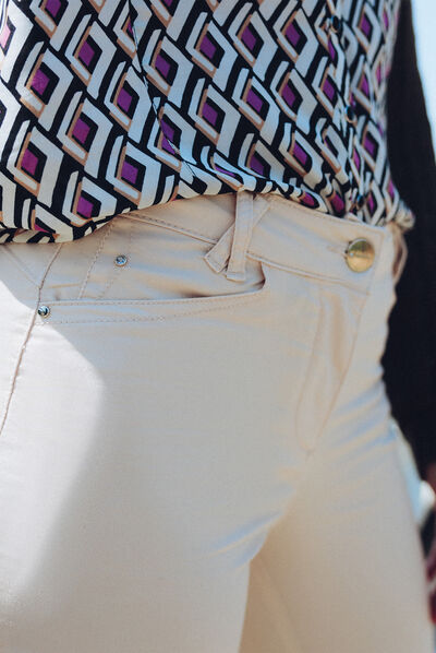 Pantalon ajusté ivoire femme