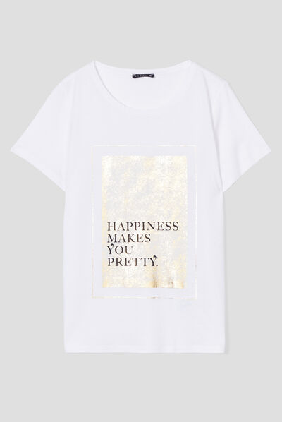 T-shirt manches courtes blanc femme