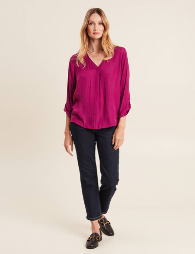 Blouse manches 3/4 violet femme