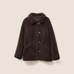 Manteau droit effet mouton marron fonc&eacute; femme