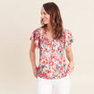 Blouse droite col rond manches courtes multicolore femme