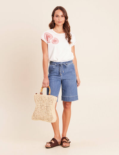 Bermuda en jean denim stone femme