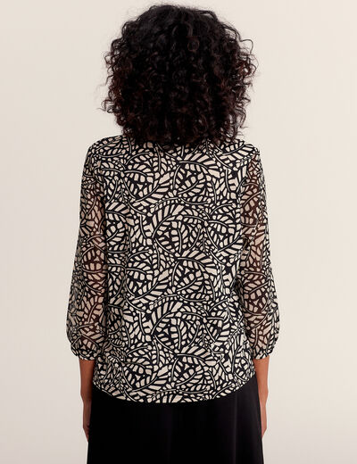 T-shirt manches 3/4 noir femme