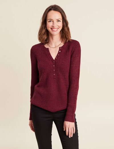 Pull manches longues bordeaux femme