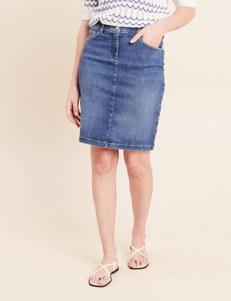 Jupe magique l'unique denim double stone femme