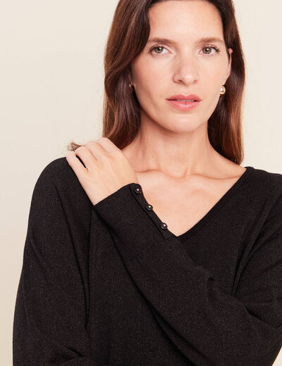Pull manches longues noir femme