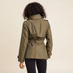 Parka droite ceinturée vert olive femme