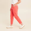 Pantalon coupe mom 7/8&egrave;me rouge corail femme