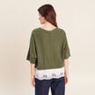 Pull bi-mati&egrave;re col bateau vert kaki femme