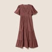 Robe &eacute;vas&eacute;e col v doubl&eacute;e marron fonc&eacute; femme