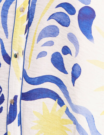 Chemise fluide manches courtes bleu femme