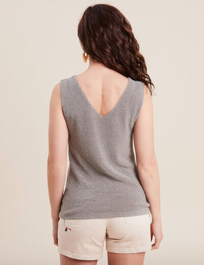 Pull débardeur à bretelles vert clair femme