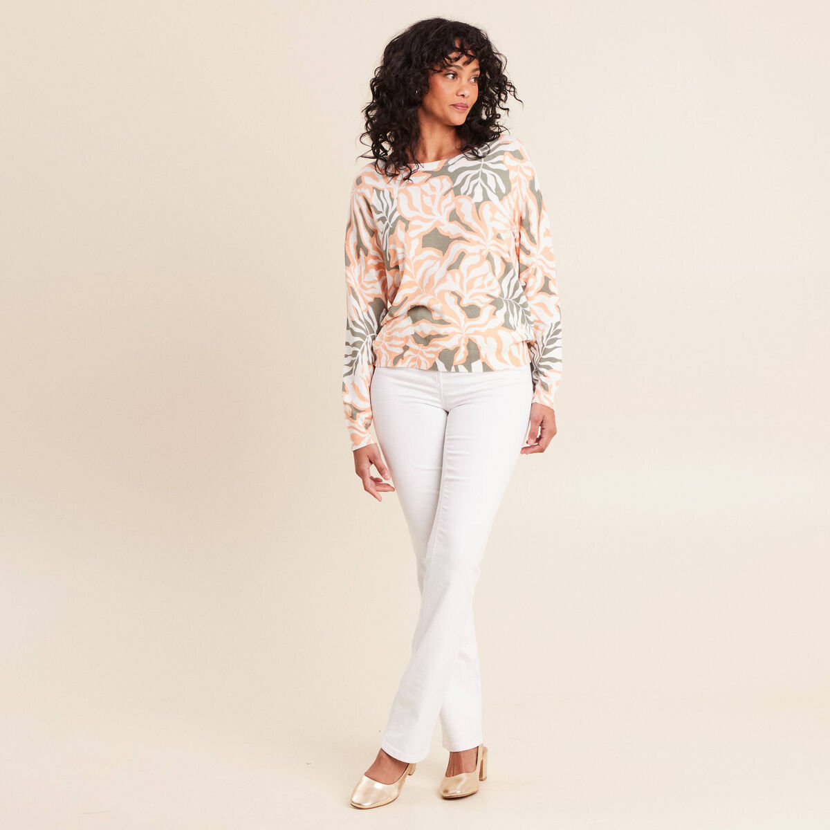 Pull manches longues vert femme