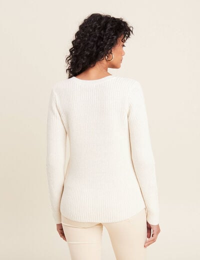 Pull manches longues ecru femme