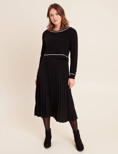 Robe longue &eacute;vas&eacute;e 2 en 1 noir femme