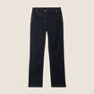 Jean droit taille haute long denim brut femme