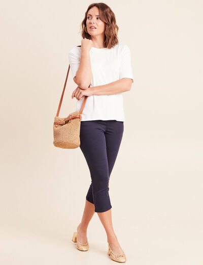 Pantacourt magique Le L&eacute;ger coupe droite bleu marine femme