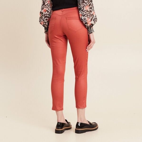pantalon ajuste enduit vieux rose femme Pantalon ajusté enduit vieux rose femme
