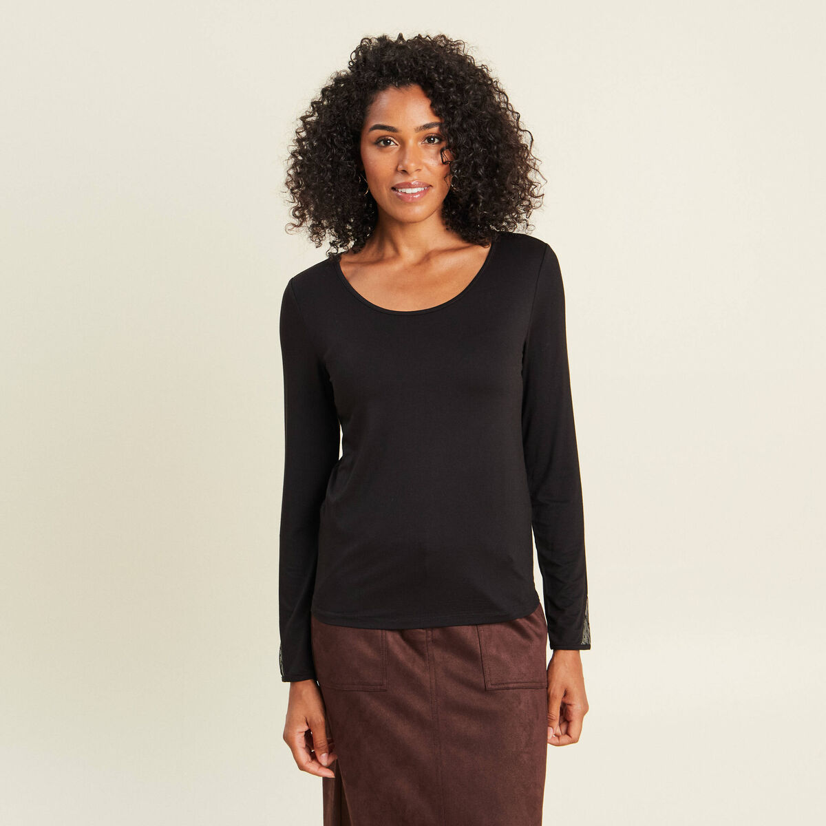 T-shirt manches longues noir femme