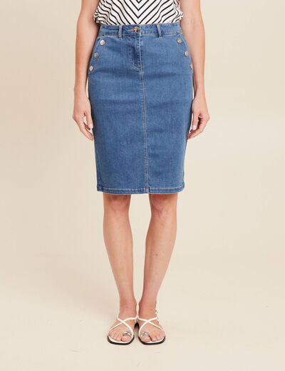 Jupe en jean longueur genou denim double stone femme