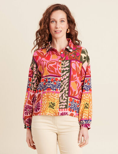 Chemise manches longues rose clair femme