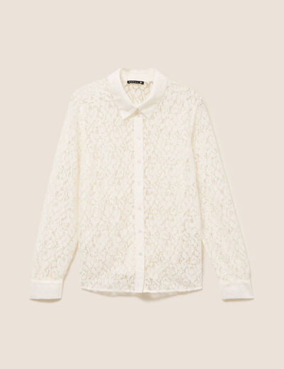 Chemise effet dentelle ecru femme