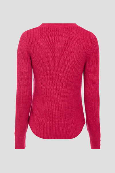 Pull manches longues rose framboise femme